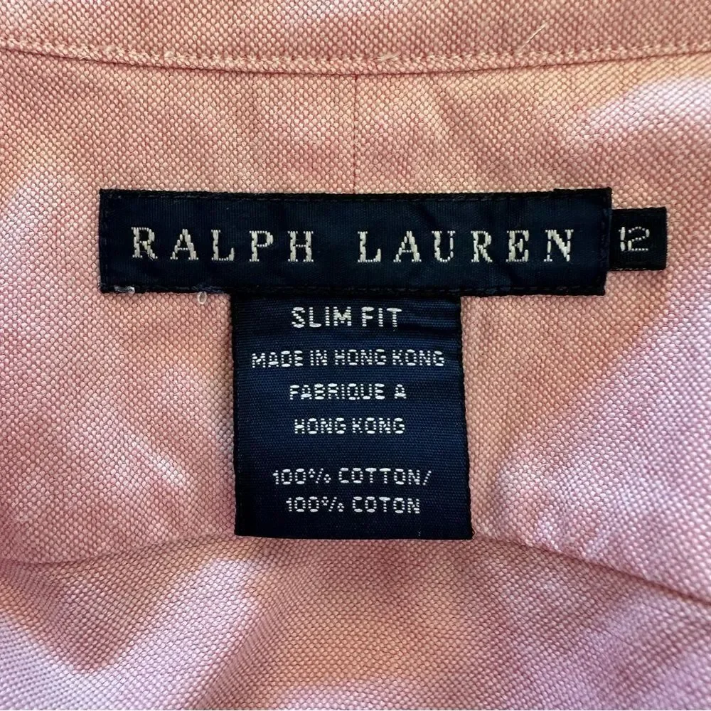 Ralph Lauren boys pink button down‎ shirt size 12